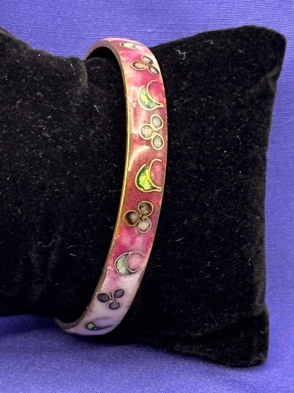 VTG Robert Kuo Cloisonne Enamel Gold-Tone Bangle Bracelet
